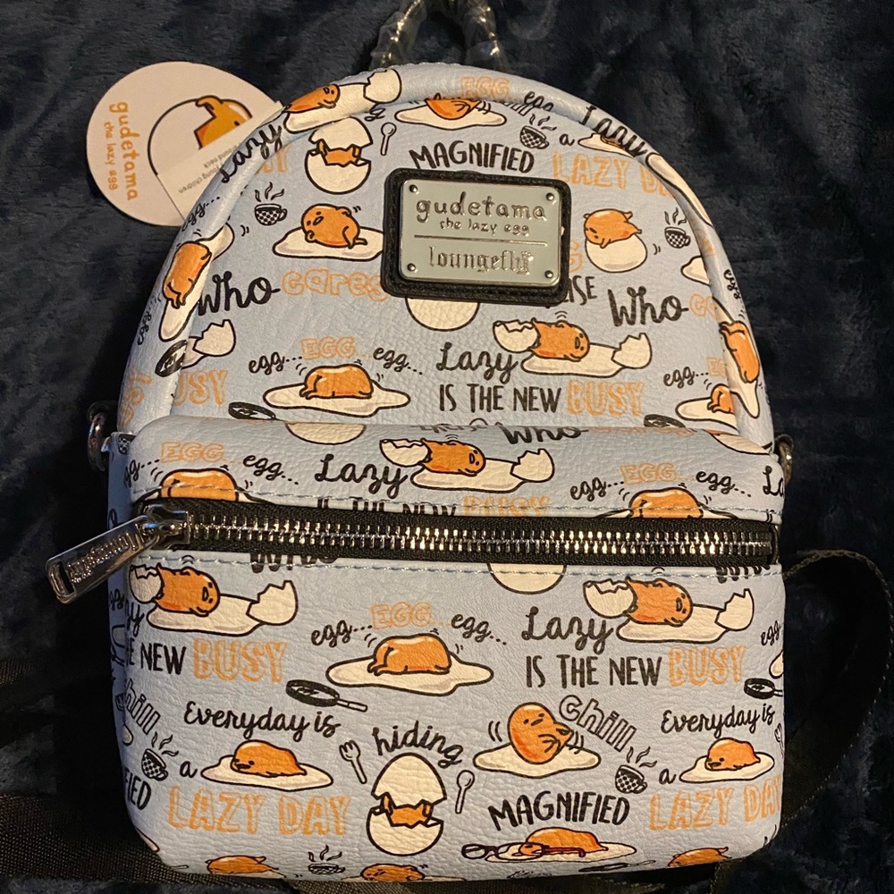 Gudetama lazy egg loungefly mini backpack & wallet